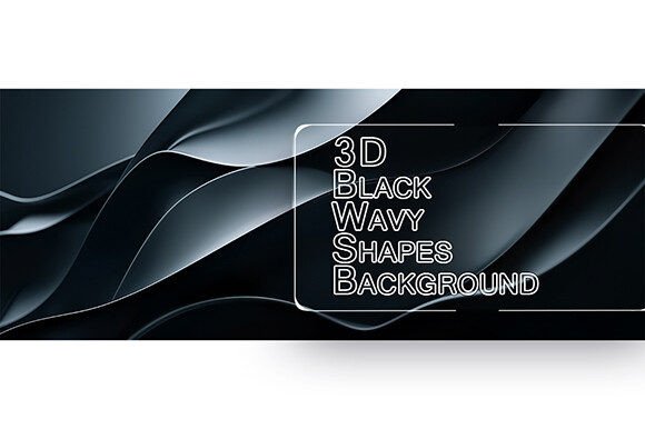 3D Black Wavy Shapes Background: Elevating Visual Identity with High-Resolution Abstract Design