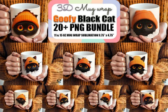 Black Cat Halloween 3D Mug Wrap Bundle: Elevate Your Sublimation Game