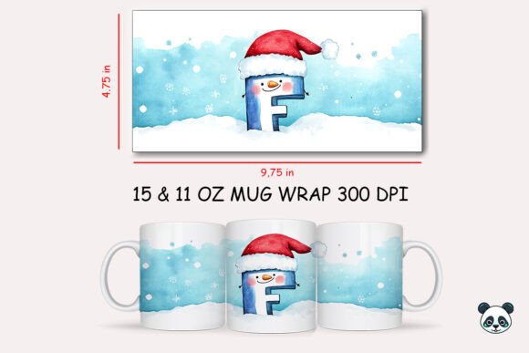 Christmas Baby Letter D Mug Wrap 2 Design Guide