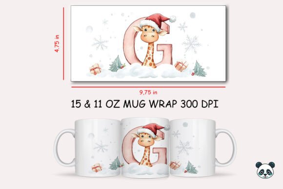 Christmas Baby Letter G with Giraffe Mug Wrap 2: Elevating Personalized Sublimation Designs