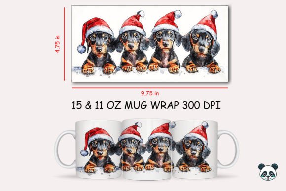 Christmas Dachshund Mug Wrap Design Guide