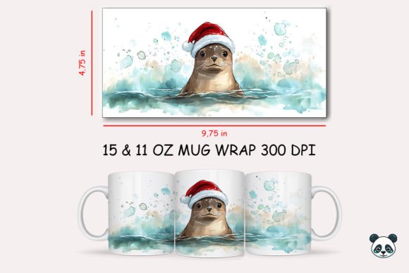 Christmas Sea Lion Mug Wrap 2 Design