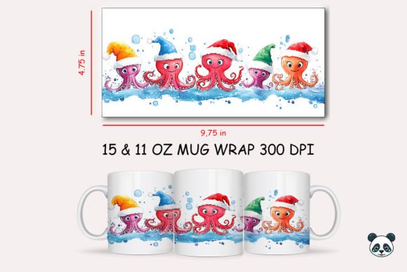 Creating Festive Drinkware with the Christmas Octopus Mug Wrap 1 Design