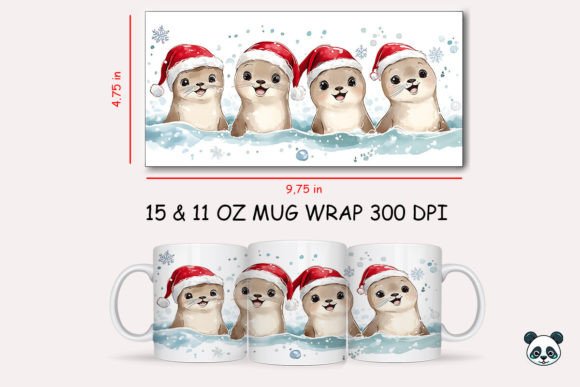 Creating Festive Drinkware with the Christmas Sea Lion Mug Wrap 1 Design