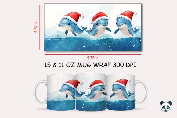 Elevate Your Holiday Merchandise with the Christmas Dolphin Mug Wrap 2