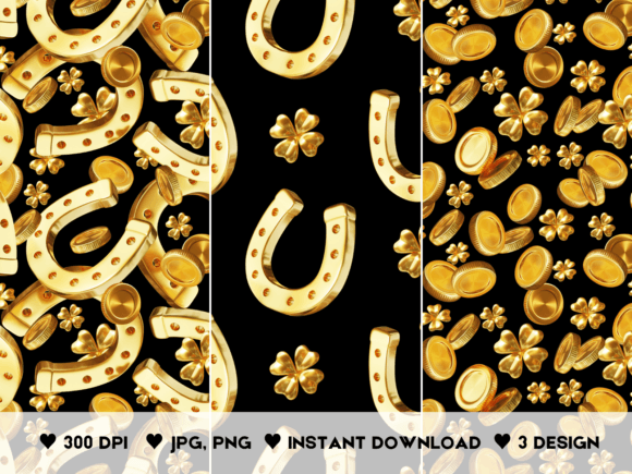 Golden Patterns Set: Elevating Design with 3D St. Patrick’s Day Motifs