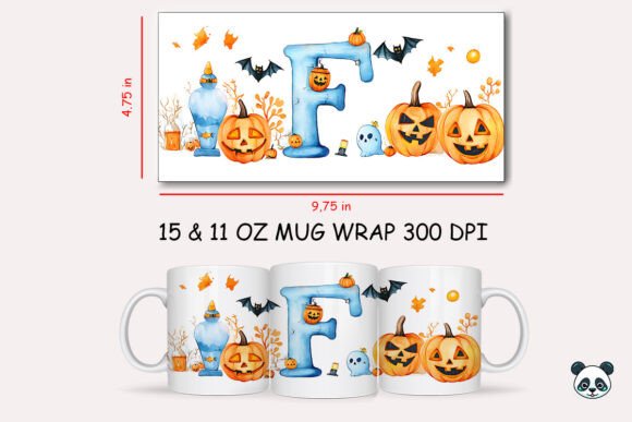 Halloween Letter F Mug Wrap Sublimation 2 Design