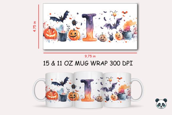 Halloween Letter I Mug Wrap Sublimation Design