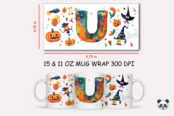 Halloween Letter U Mug Wrap Sublimation Guide