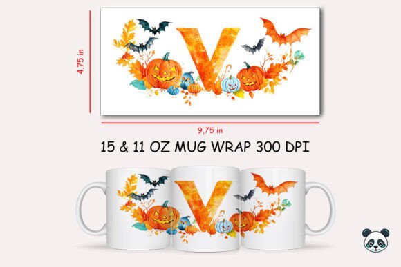 Halloween Letter V Mug Wrap: Sublimation Design Guide