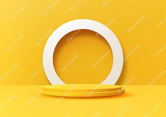 Showcase 3D Stage Design Yellow Podium: A Minimalist Vector Solution for Modern Presentations